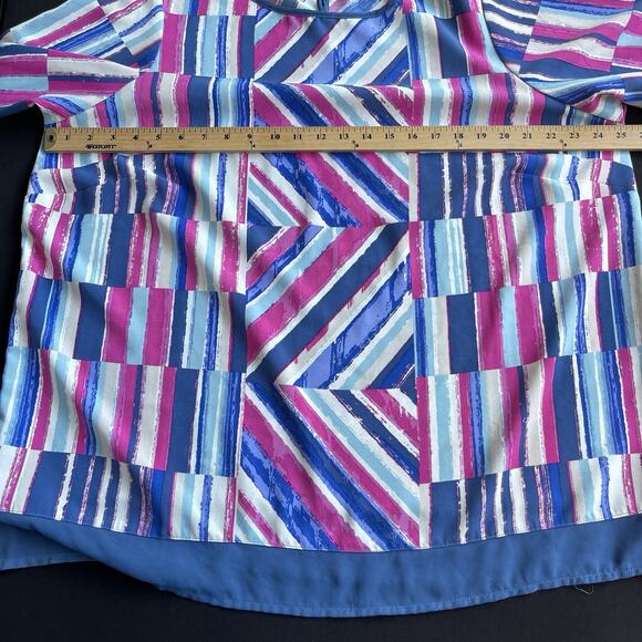 QVC Bob Mackie Blouse Womens Plus Size 1X Abstract Striped 3/4 Sleeve Artsy - Picture 7 of 10
